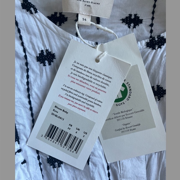 Sezane Cream and Black Ruffle Blouse - Picture 7 of 8